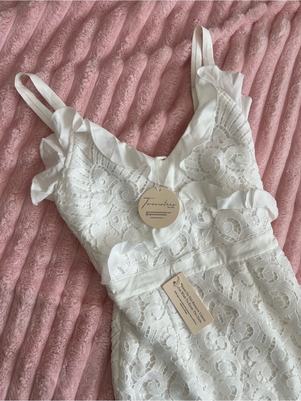 White Lace Ruffle Dress - Picture 7 of 8